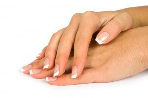 Ladies Hands with French Manicure
